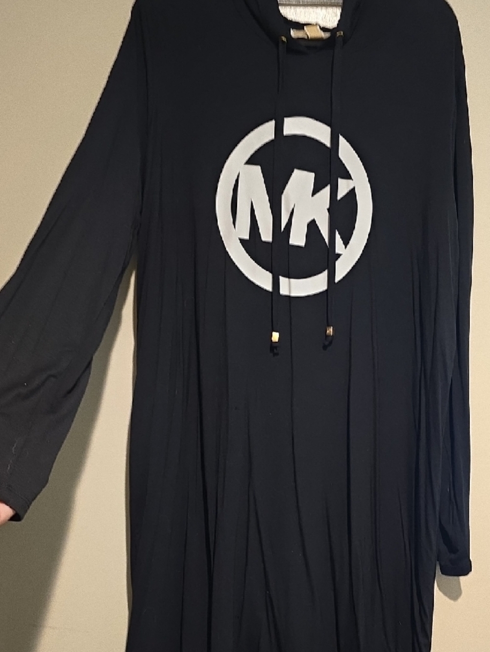 Michael Kors Black Hooded Dress with White MK Emblem - Picture 3 of 7